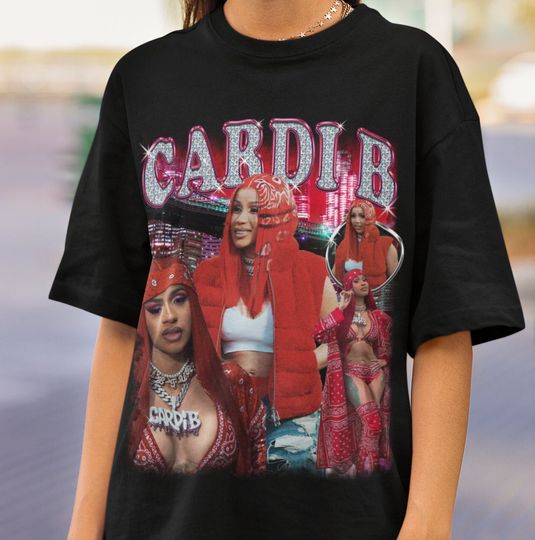 cardi b t shirt, vintage t-shirt, rapper homage graphic