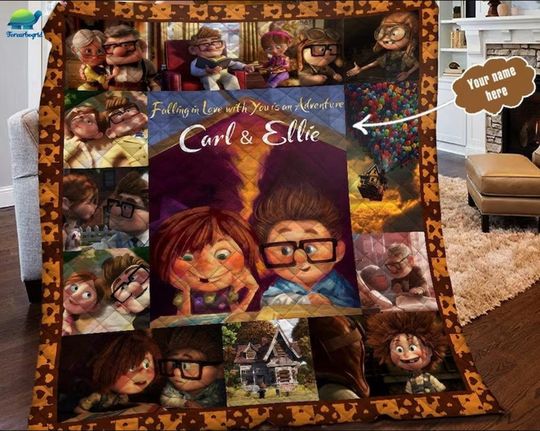 Personalized Up Movie Carl & Ellie Couple Quilt Blanket, Gift For Couple, Valentine