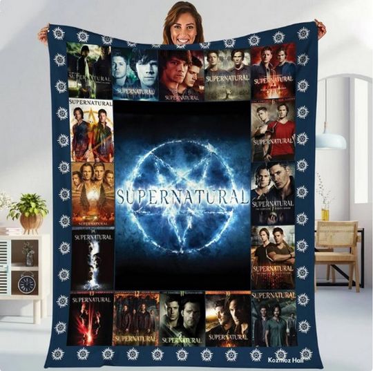 Supernatural Sam Winchester Dean Winchester Castiel Crowley Movie Quilt Blanket