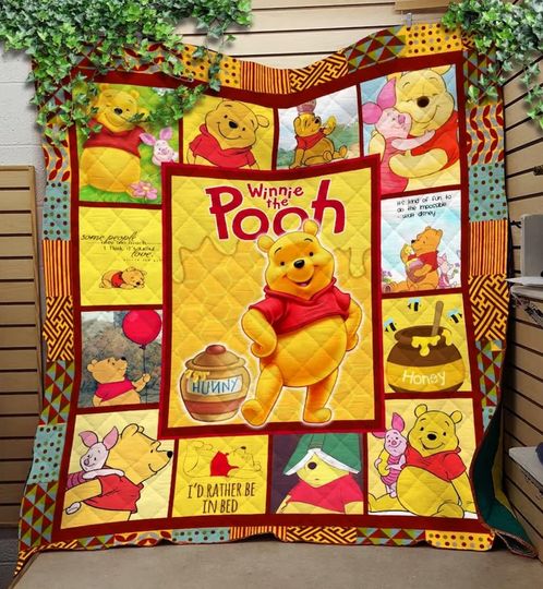 Winnie The Pooh Quilt Blanket, Personalized Winnie The Pooh and Friends Quilt Blanket