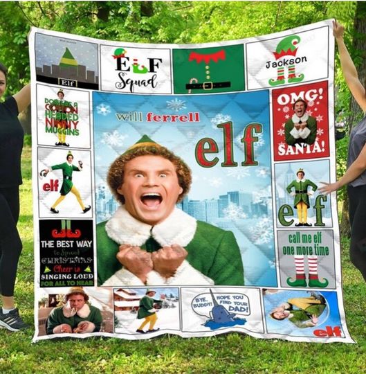 Classic Christmas Movie Buddy The Elf Blanket, Elf Squad Quilt Blanket