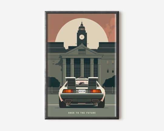 Back to the Future Poster - DeLorean Poster  Minimal Movie Poster,  Retro Movie Print, Movie lover gift