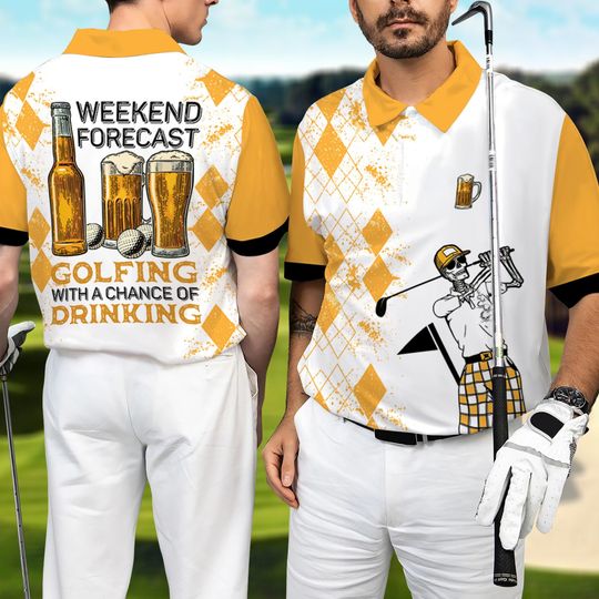 Golf Beer Polo Shirt, Weekend Forecast Beer And Golf Polo Shirt, Golf Shirt For Beer Lovers