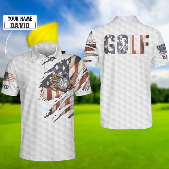 American Golf Eagle Polo Shirt, Patriotic USA Golf Shirt, Men Polo Shirt, Gift For Men, Golf Lovers