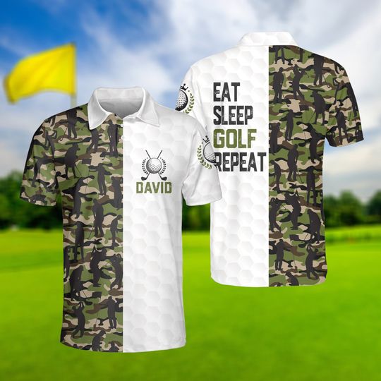 Eat Sleep Golf Repeat Polo Shirt, Golf Shirt For Men, Best Golf Polo Shirt