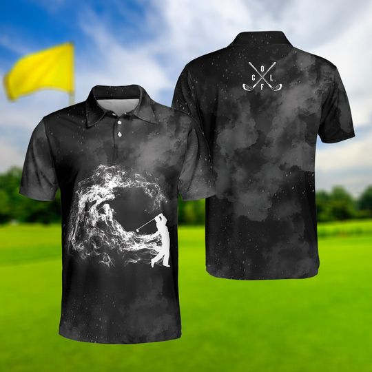 Golfer Polo Shirt, Golf Smoke Pattern Shirt, Golf Lover Shirt