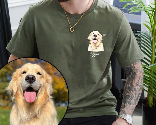 Personalized Pet Photo Shirt, Custom Pet Portrait Shirt, Dog Dad Shirt, Cat Dad Shirt