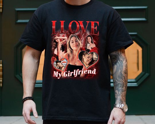Custom Valentine Shirt, I Love My Girlfriend Shirt, Custom Photo Shirt for Boyfriend