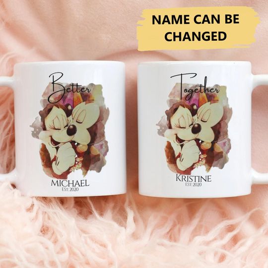 Personalized Couple Mouse Together Mug Set, Mouse Custom Coffee Cup Gift For Lover, Couple Valentines Gift