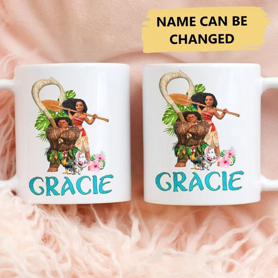 Personalized Native Princess Tropical Mug, Cute Island Princess Coffee Cup, Custom Princess Movie Travel Mug
