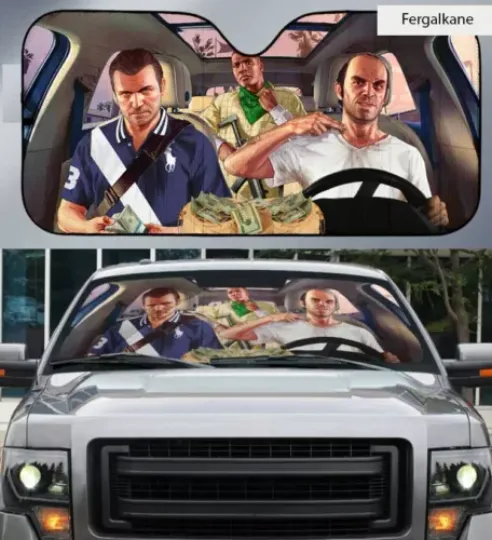 MichaelGta 5 Driving Car Money Grand Theft Auto V Car Windshield Sunshade