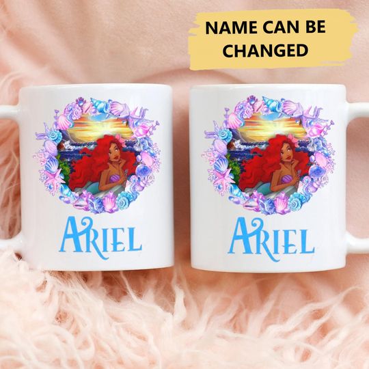 Personalized Black Little Princess Mug, Custom Mermaid Princess Character Coffee Mug, Cute Princess Christmas Gift,