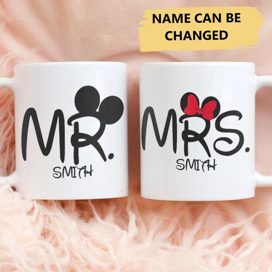Personalize Mr & Mrs Mouse Mugs, Couple Lover Mouse Coffee Mugs, Wedding Gift, Custom Mouse Gift Mugs Family