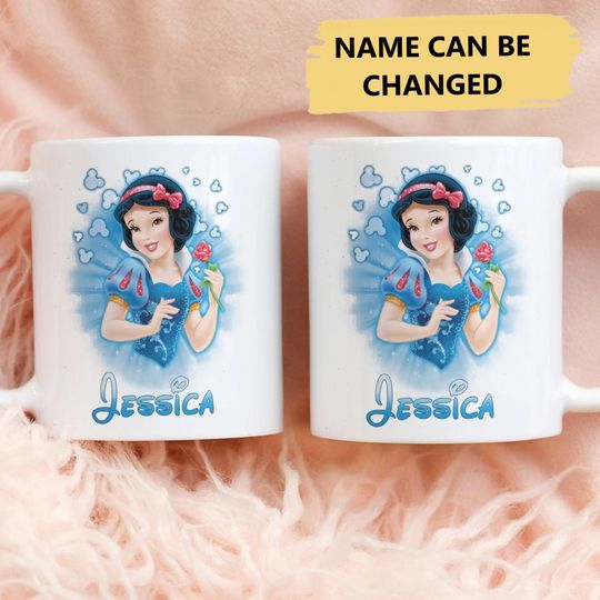 Personalized White Princess Mug, Custom Snow Princess Coffee Mug, Cute Princess Movie Tea Cup