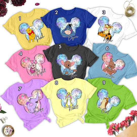 Custom Honey Bear And Friends Matching Shirt, Donkey Pink Pig Animal Family Shirt, Honeymoon Tee, Animal Cartoon Family Trip Shirt