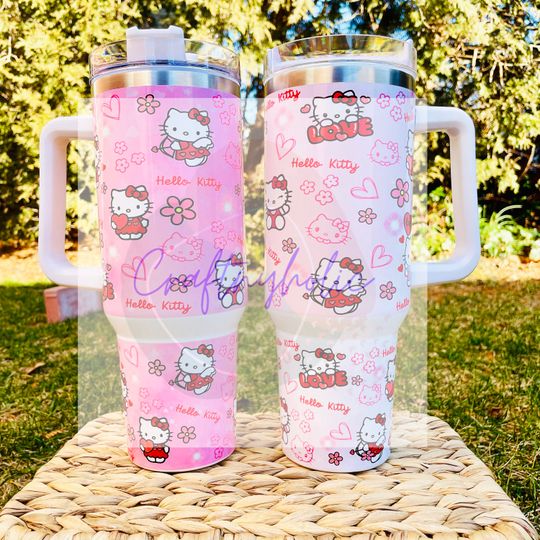 Kitty 40oz Quencher stainless tumbler / Valentines day