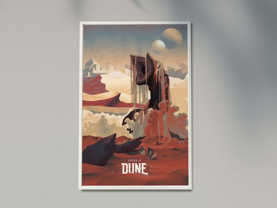 Dune Travel Poster, Arrakis Sandworm Desert Planet
