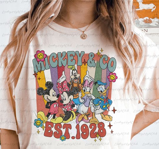 Mickey Co Est 1928 Retro Style Shirt, Disney Vintage Mickey Shirt, Mickey And Friends Shirt
