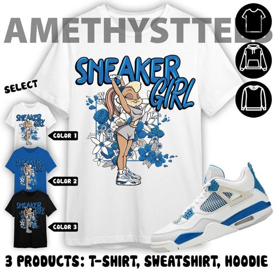 AJ 4 Industrial Blue Unisex Shirt, Sneaker Girl Bunny, Shirt To Match Sneaker Color Royal