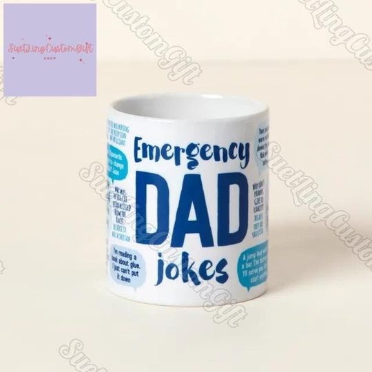 Emergency Dad Jokes Funny Mug For Men, Dad 11oz and 15oz Mug,