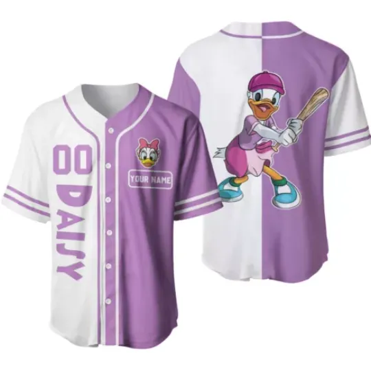 Personalized Daisy Duck Baseball Jersey Button Down Shirt
