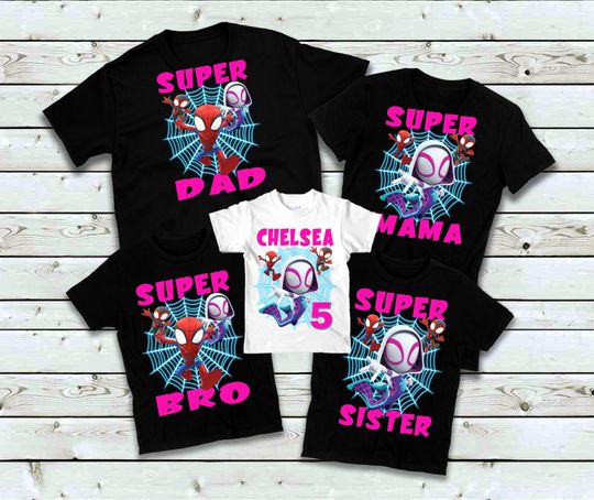 Ghost Spider Birthday Shirt - Girl's Ghost Spidey Matching Family Shirts