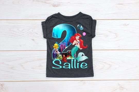 Little Mermaid Birthday Shirt - Princess Ariel Shirt - Ariel Name Tee