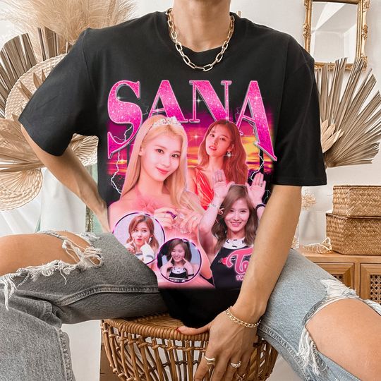 Twice Sana Retro Bootleg T-shirt - Twice Shirt - Kpop Shirt - Kpop Merch - Twice Clothing - Kpop Gift for he and him - Rap Hip hop Tee