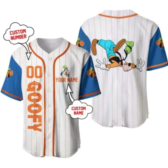 Personalized Goofy Baseball Jersey Button Down Shirt Adult