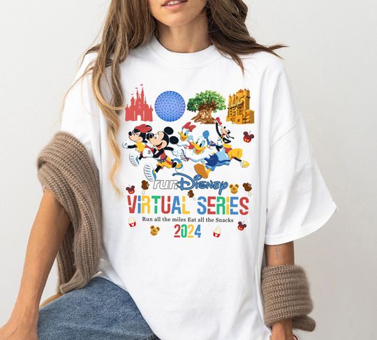 Run Disney Virtual Series 2024 Run All The Miles Eat All The Snacks Shirt