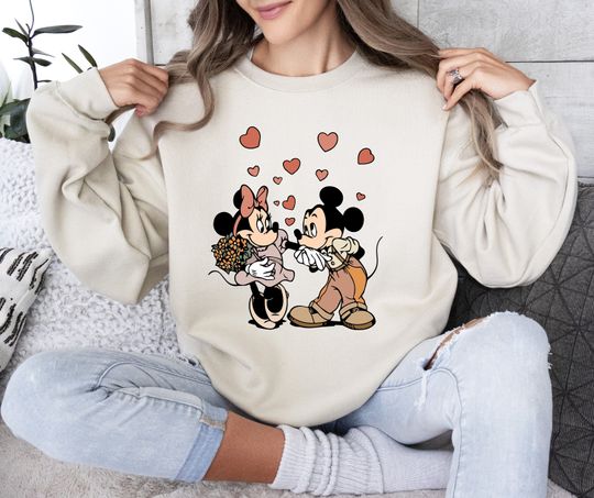 Mickey and Minnie Love Sweatshirt, Disneyland Valentine, Cute Couple Sweatshirt