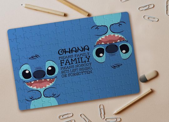 Disney Stitch, Ohana means Family Jigsaw Puzzle
