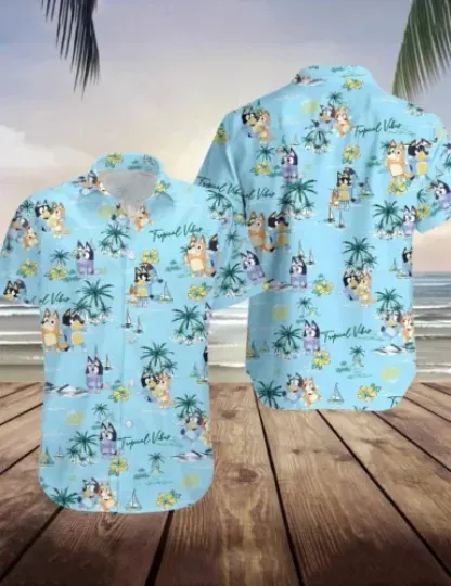 Funny BlueyDad Hawaiian Shirt, BlueyDad Family Beach Shirt, BlueyDad Tropical Summer Shirt