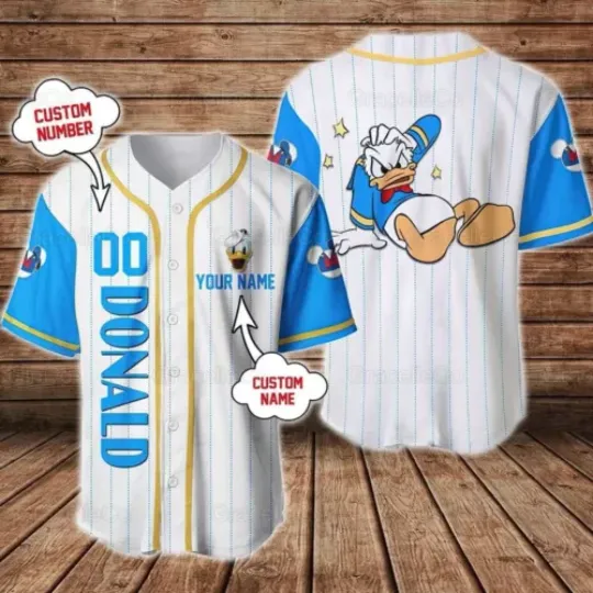 Personalized Donald Duck 3D Baseball Jersey For Fans