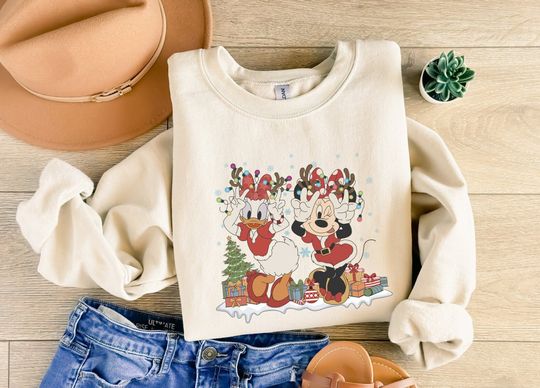 Minnie and Daisy Disney Christmas Sweatshirt, Minnie Mouse Christmas Sweatshirt