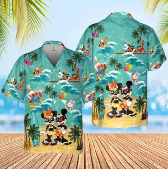 Mickey Minnie Mouse & Friends Summer Beach Palm Tree 3D HAWAII SHIRT