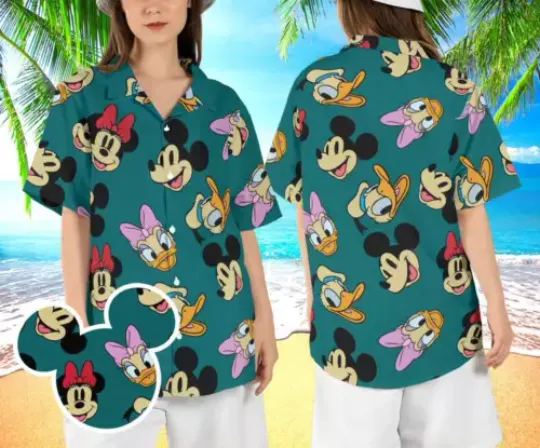 Mickey And Friends Faces Cartoon Mouse Friends Summer Vibes 3D HAWAII SHIRT