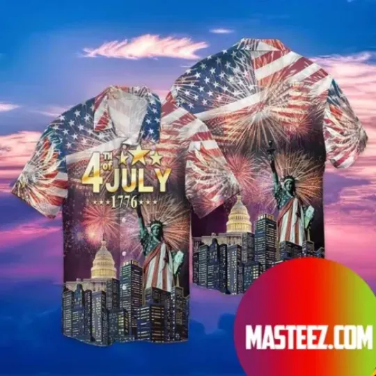 Happy 4th Of July Independence Day American Flag 3D HAWAII SHIRT