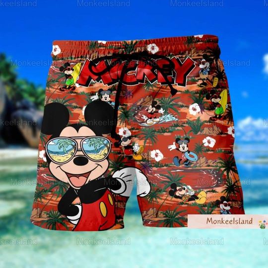 Mouse Sunglasses Shorts, Cute Mouse Beach Shorts, Sunglasses Men Shorts, Funny Mouse Swim Shorts, Gift For Dad