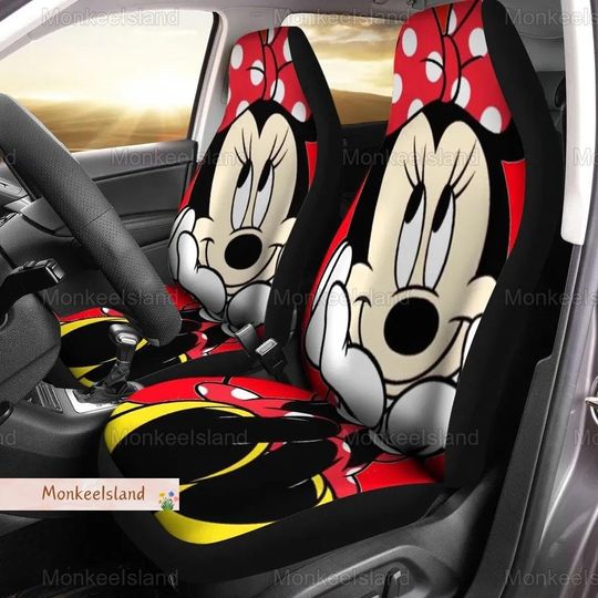 Cute Minnie Mouse Car Seat Covers, Disney Minnie Front Seat Covers, Minnie Auto Seat Covers