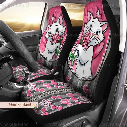 Cute Marie Cat Seat Cover, Disney Marie Cat Auto Seat Covers, The Aristocats Front Seat Covers