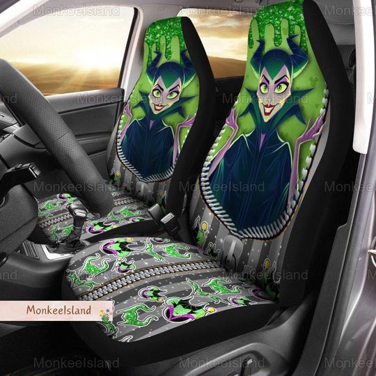Maleficent Car Seat Cover, Disney Villains Front Seat Covers, Maleficent Villains Car Seat Protector
