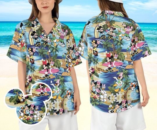 Mickey and Friends Tropical Beach Hawaiian Shirt, Disneyland Surf Hawaii Shirt