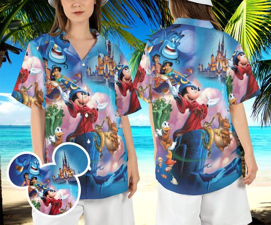 Fantasia Sorcerer Mickey Hawaiian Shirt, Disneyland Mickey Magical Hawaii Shirt