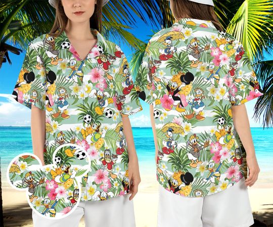 Donald Duck Tropical Flowers Hawaiian Shirt, Duck Summer Hawaii Shirt