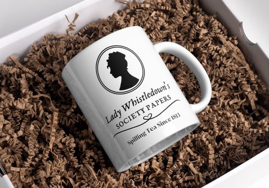 Lady Whistledown Logo, Bridgerton Tv Show Mug