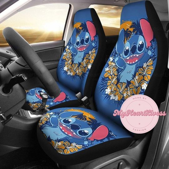 Stitch Cute Car Seat Covers, Stitch Car Decor, Front Seat Covers, Stitch Seat Covers, Auto Seat Covers