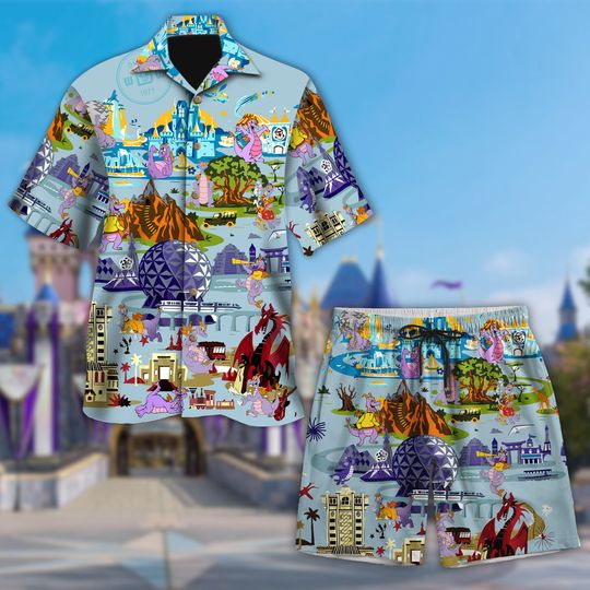 Purple Dragon Hawaii Beach Shirt, Dragon Mascot Button Up Shirt, Dragon Hawaiian Shirt