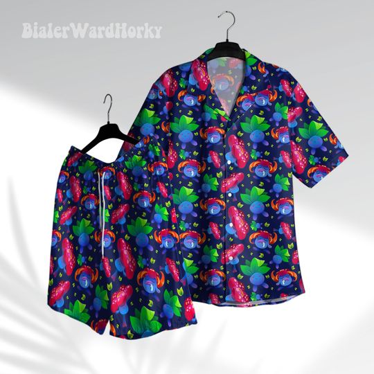 Oddish Evolution Hawaiian shirt Grass Type Shirt Aloha Shirt Anime Hawaiian Vileplume Gifts