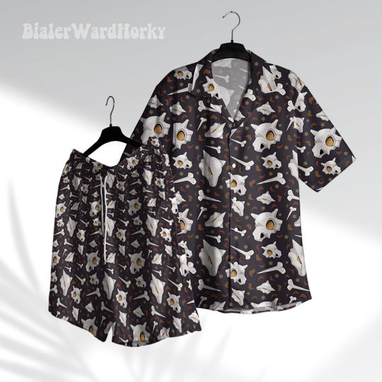 Marowak Mask Hawaiian Shirt Ground Type Shirt Cubone Shirt Aloha Shirt Gift Anime Shirt